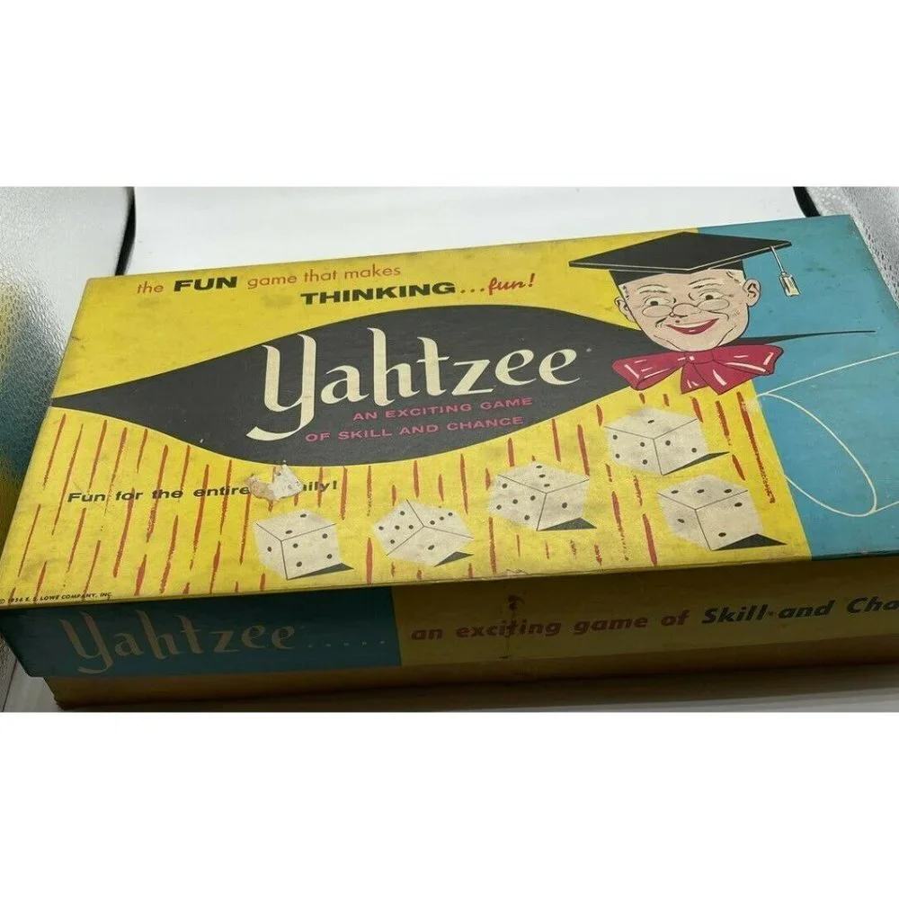 Vintage 1956 Lowe Yahtzee Board Game Dice Family Vintage Condition as is